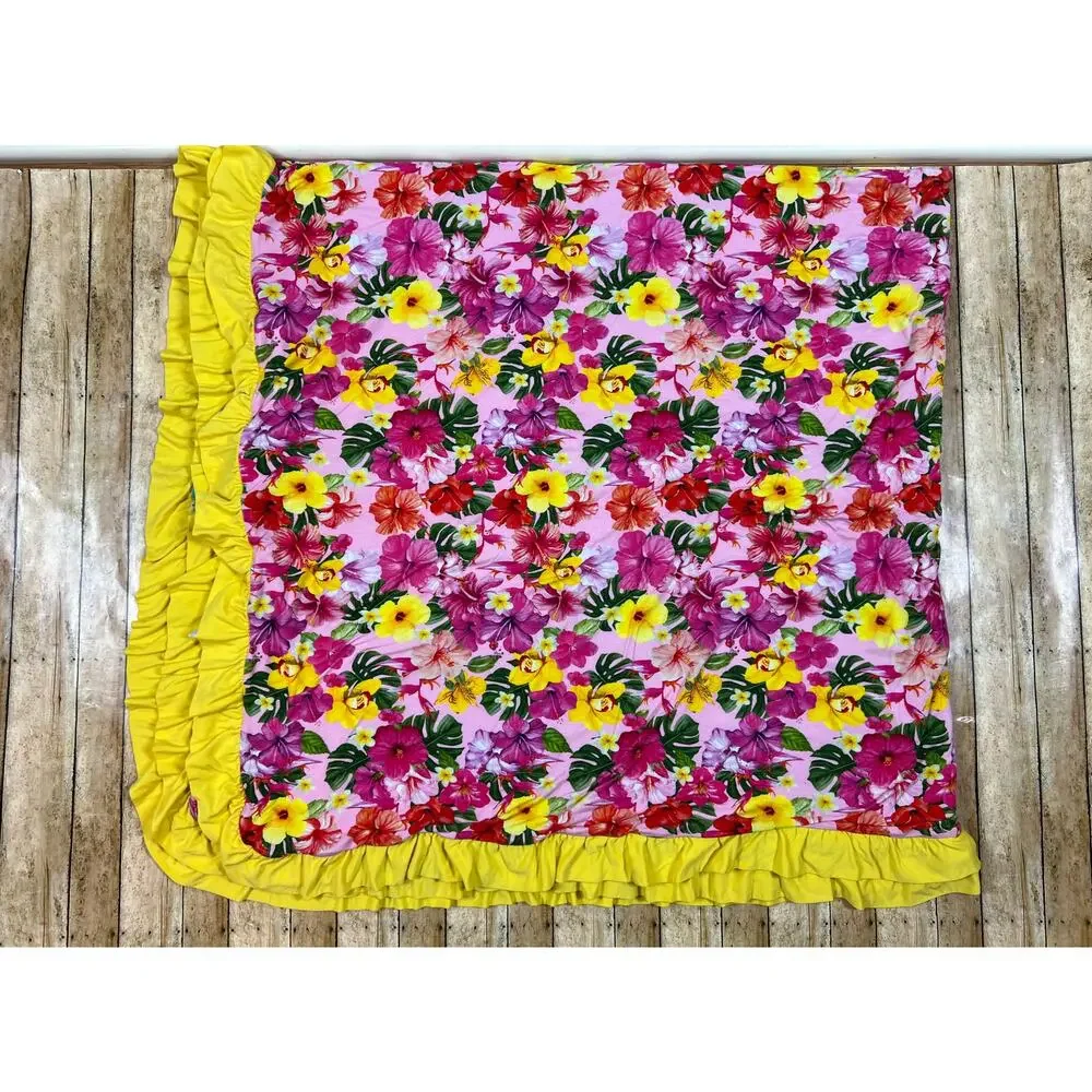 Posh Peanut Malana Luxe Patoo Bamboo Blanket Tropical Hibiscus 60x60